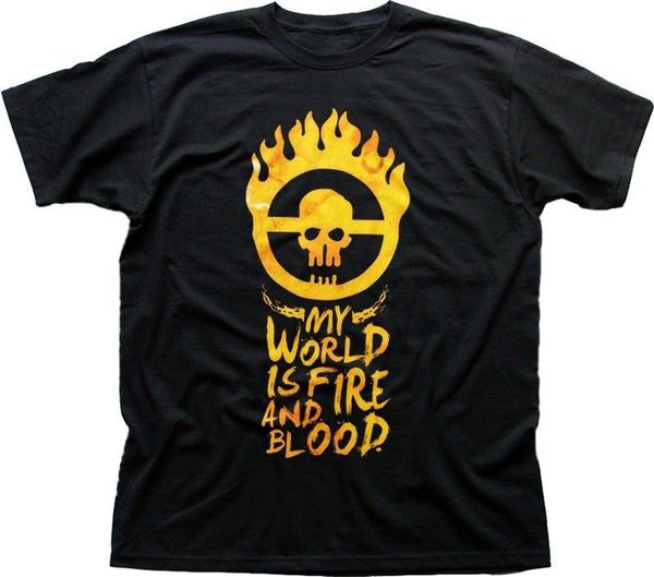 mad max fury road my world is fire and blood black printed t-shirt fn9399 for youth middle-age the elder tee shirt